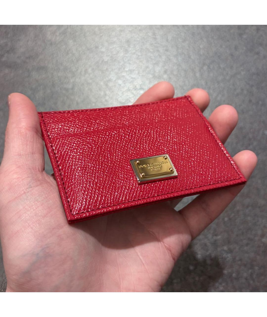 DOLCE&GABBANA Бордовый кожаный кардхолдер, фото 5
