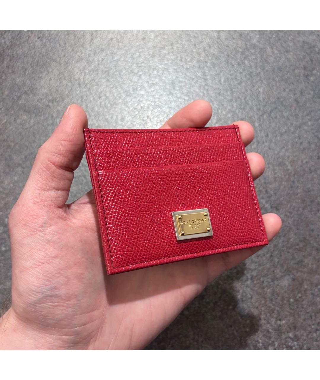 DOLCE&GABBANA Бордовый кожаный кардхолдер, фото 4