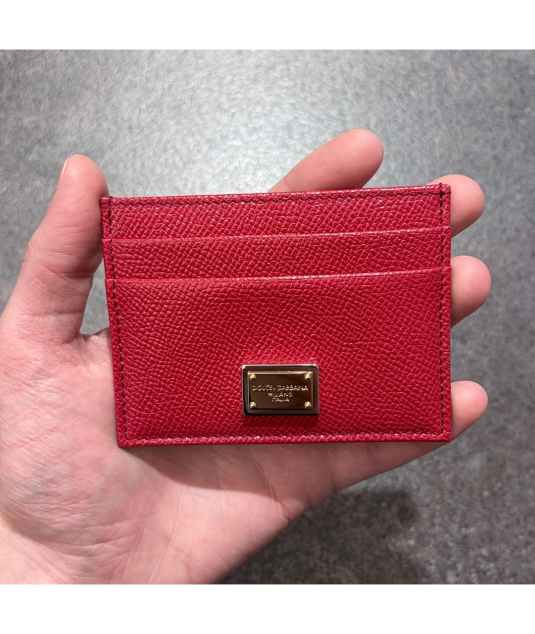 DOLCE&GABBANA Бордовый кожаный кардхолдер, фото 5