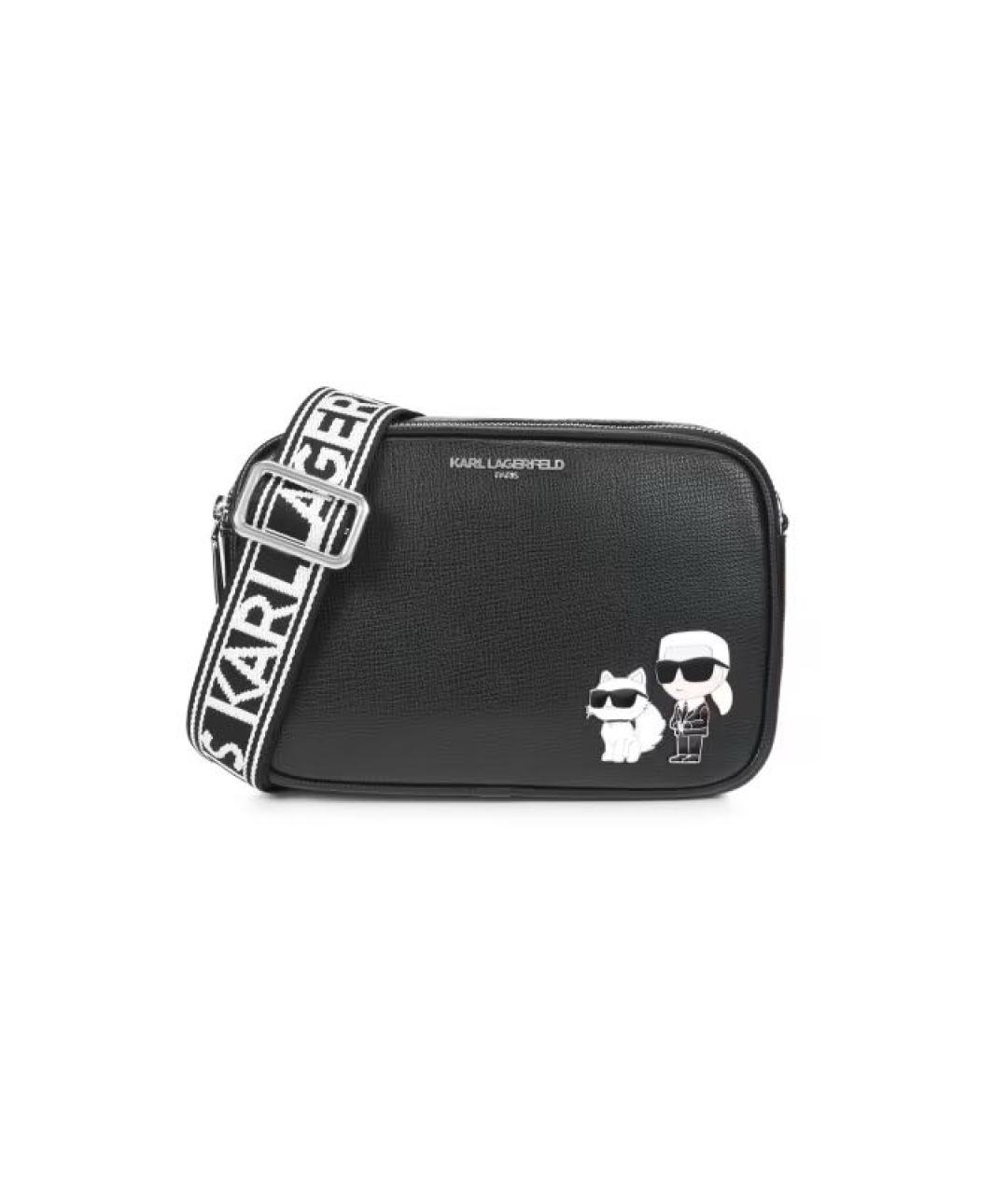 KARL LAGERFELD Черная кожаная сумка через плечо, фото 5