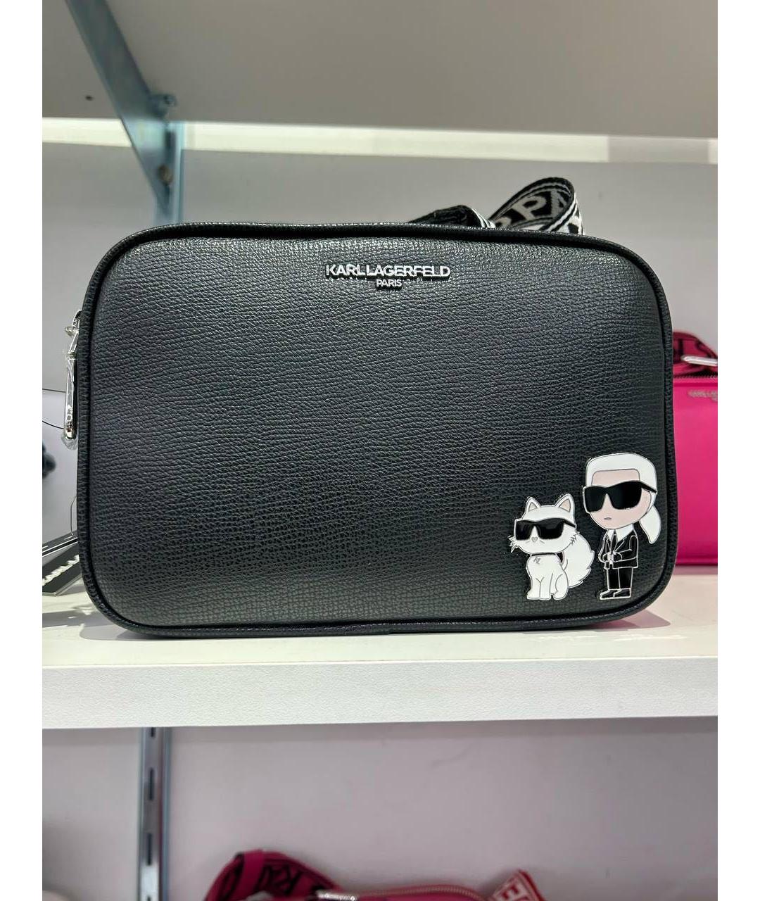 KARL LAGERFELD Черная кожаная сумка через плечо, фото 4