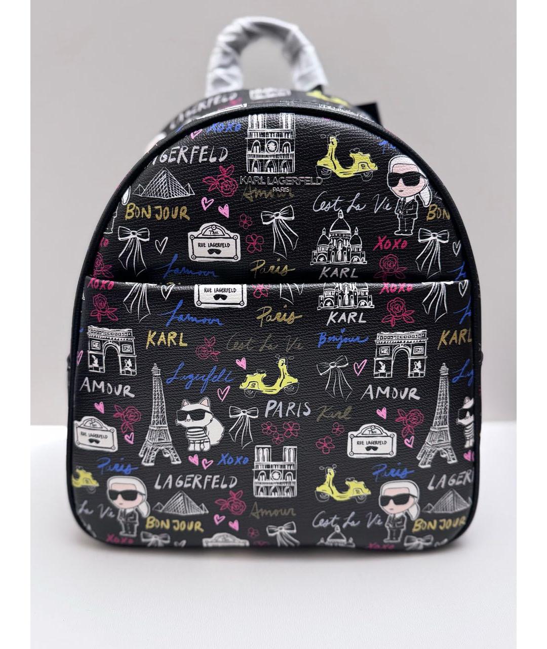 KARL LAGERFELD Черный кожаный рюкзак, фото 4