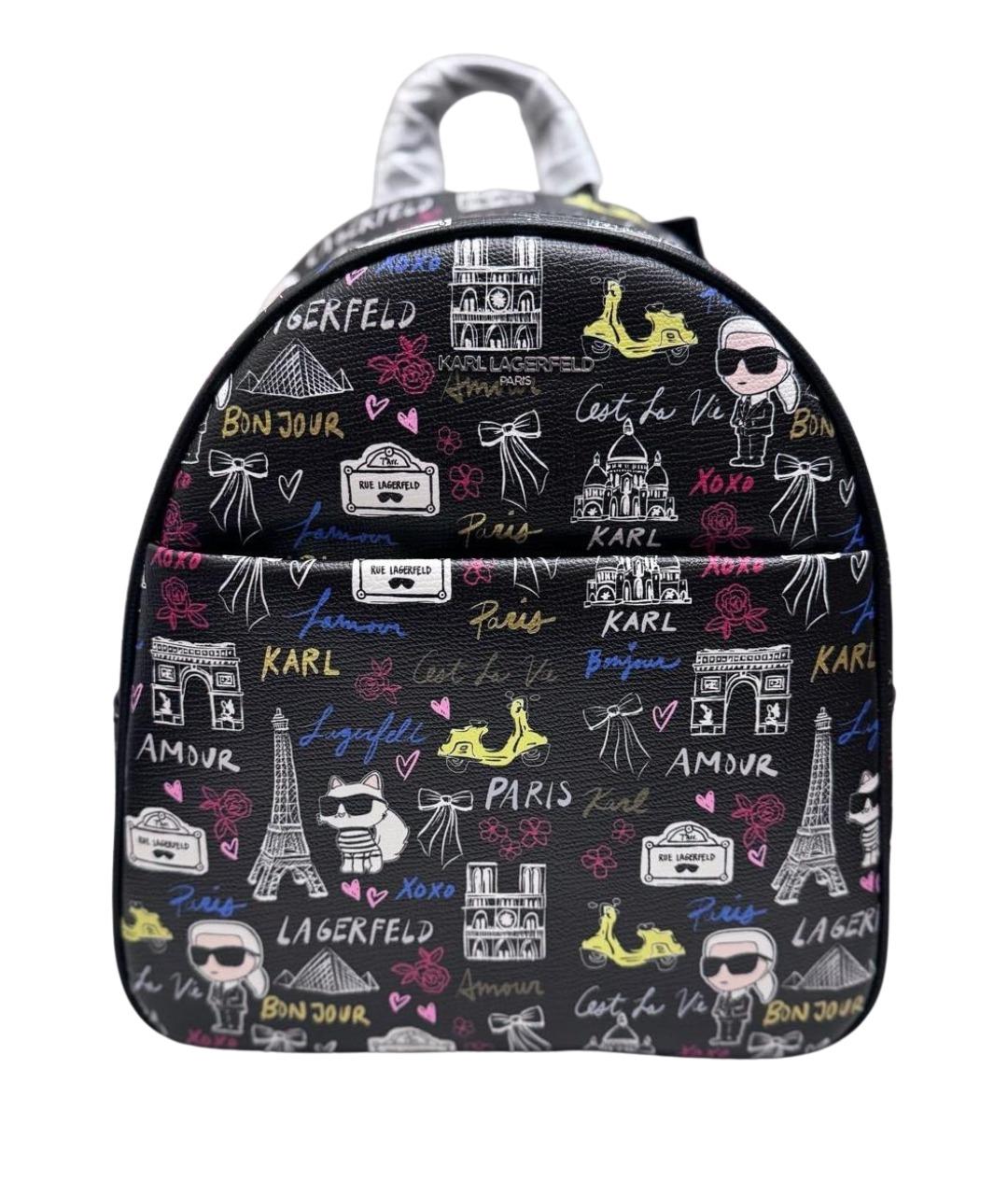 KARL LAGERFELD Черный кожаный рюкзак, фото 1