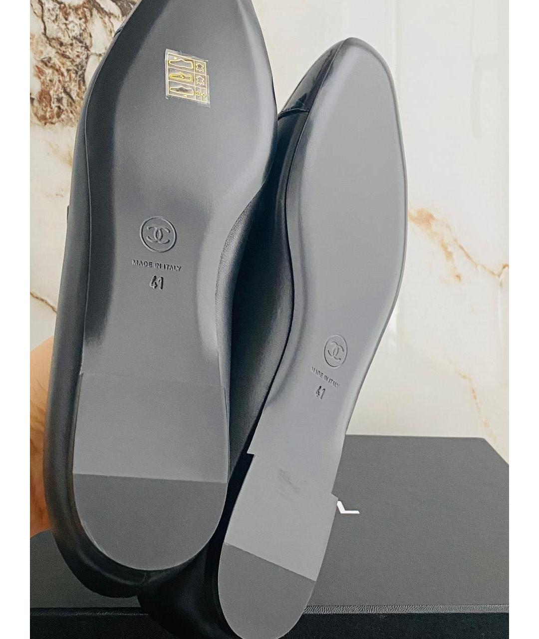 CHANEL Черные кожаные балетки, фото 5