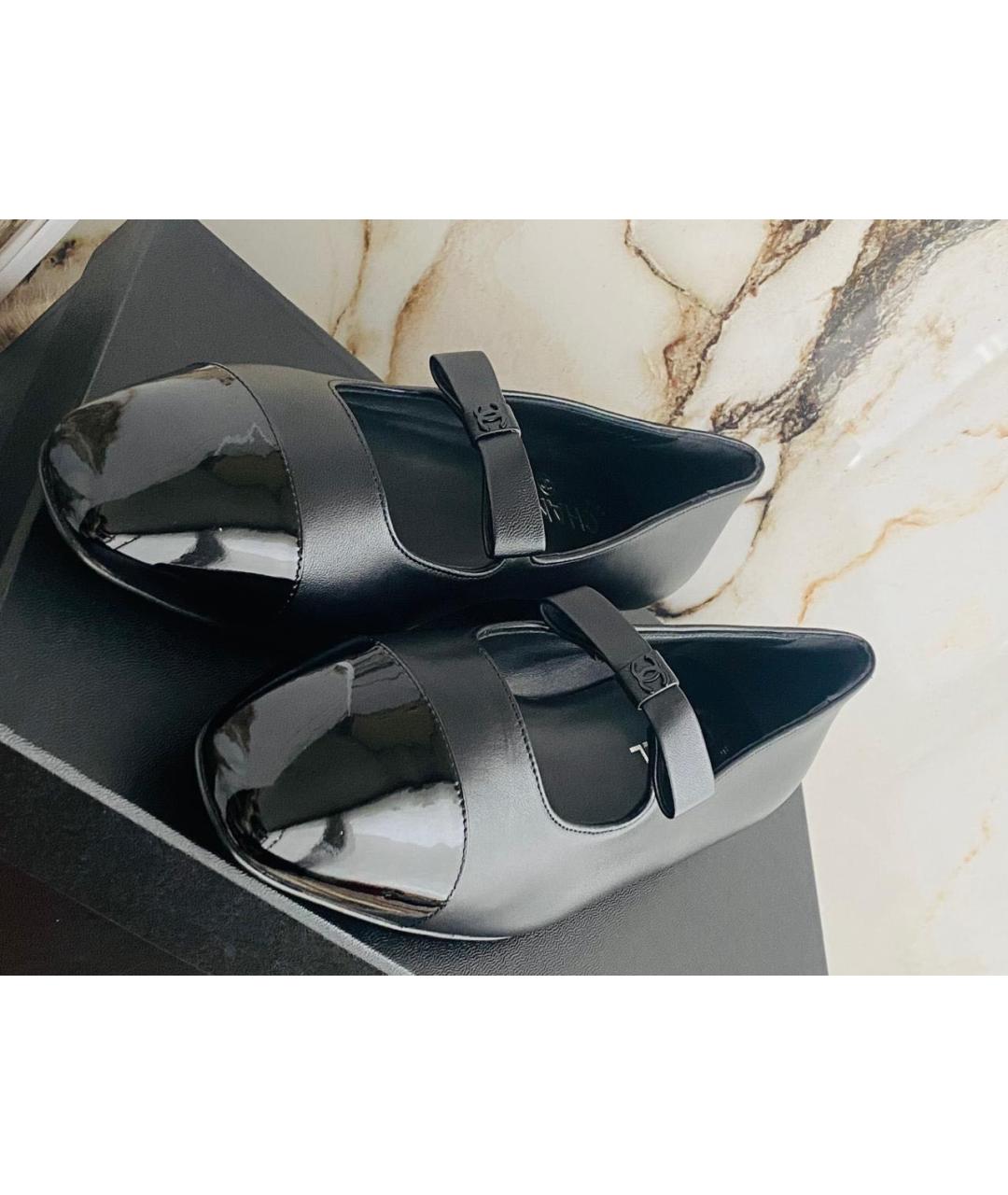 CHANEL Черные кожаные балетки, фото 6