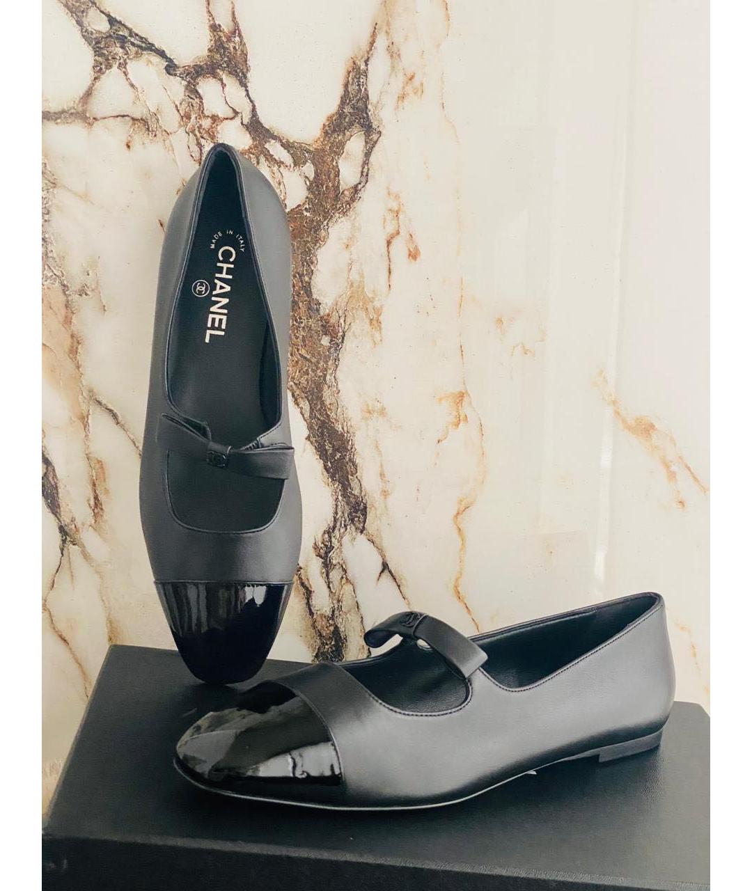 CHANEL Черные кожаные балетки, фото 2