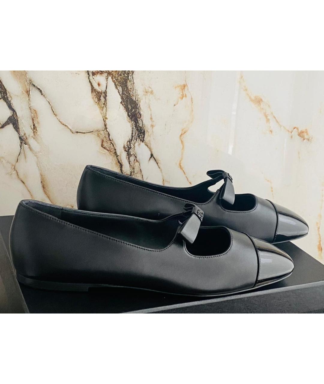 CHANEL Черные кожаные балетки, фото 9