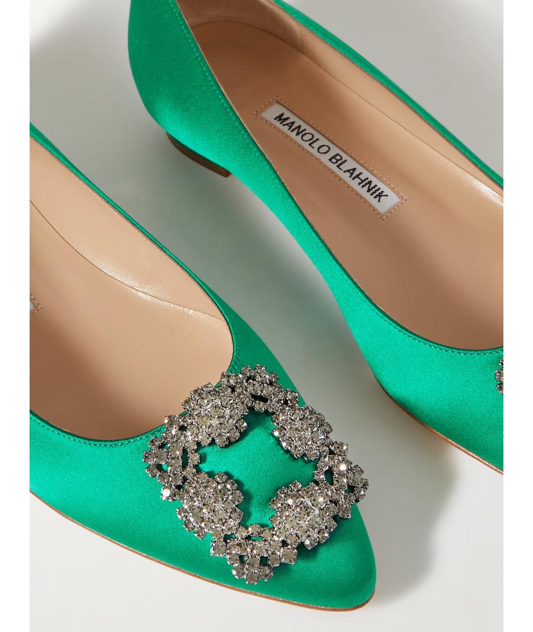 MANOLO BLAHNIK Зеленые текстильные туфли, фото 3