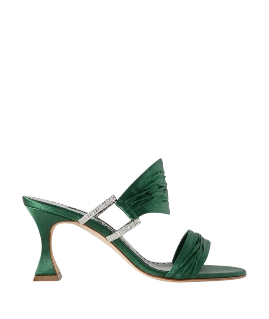 MANOLO BLAHNIK Зеленые текстильные мюли, фото 1