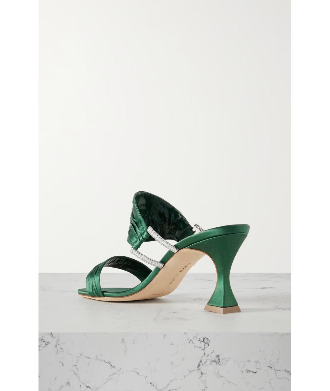 MANOLO BLAHNIK Зеленые текстильные мюли, фото 3