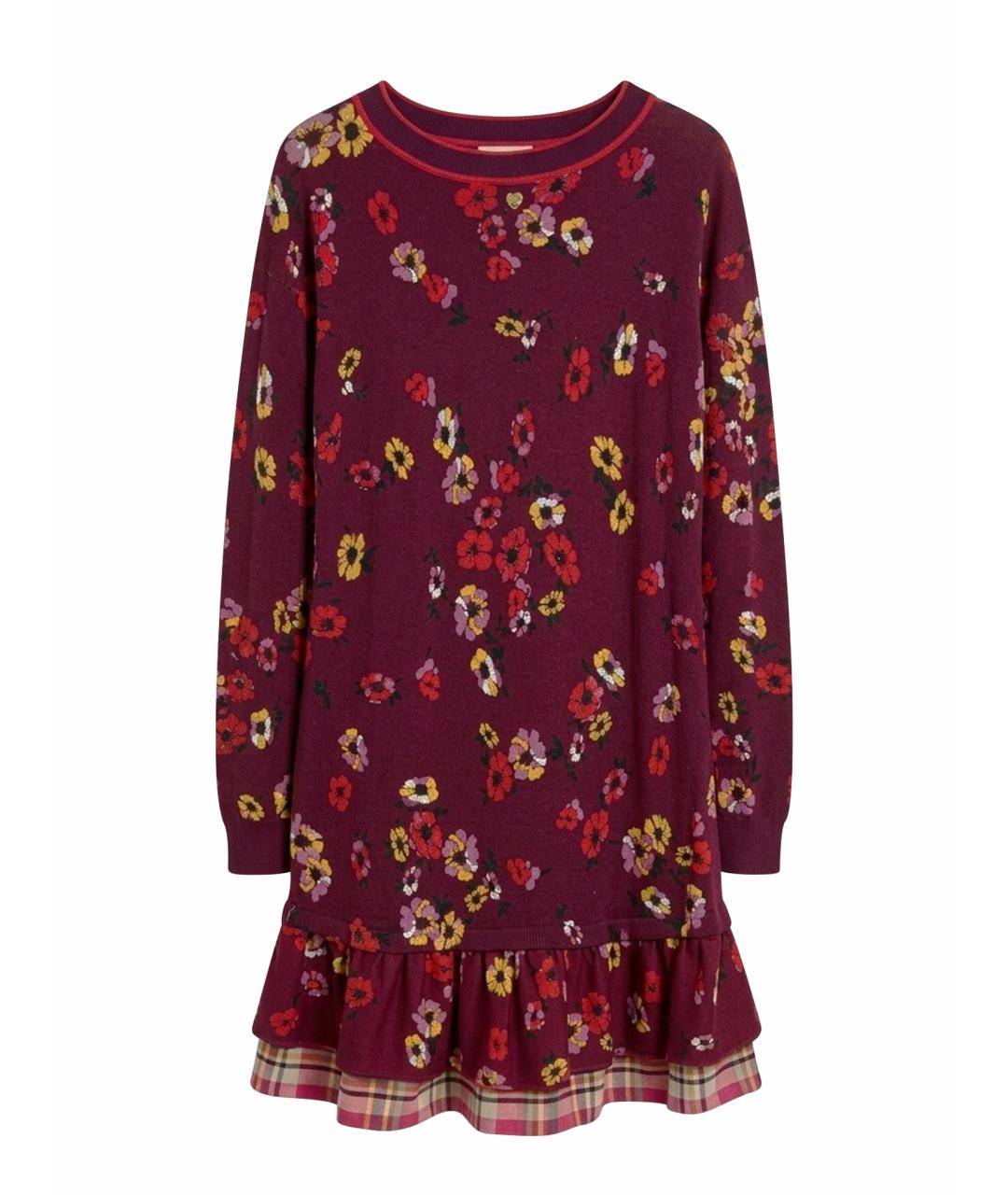 TWIN-SET Бордовое полиэстеровое повседневное платье, фото 1