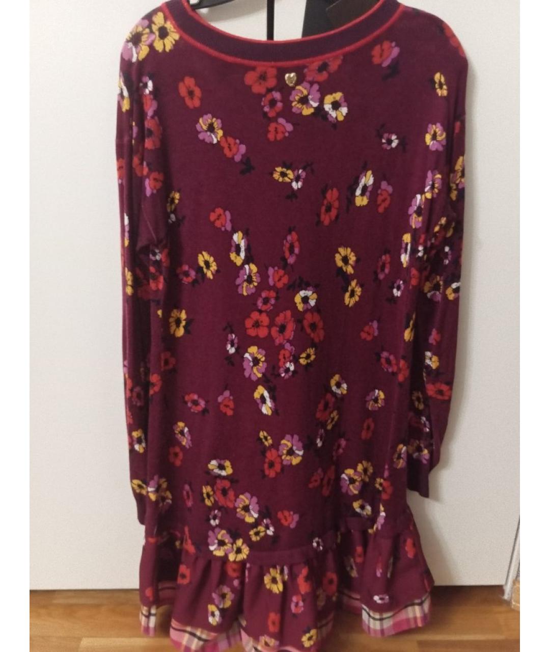 TWIN-SET Бордовое полиэстеровое повседневное платье, фото 2