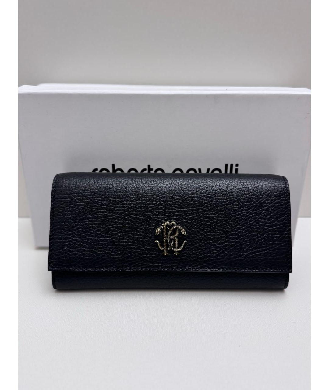 ROBERTO CAVALLI Черный кожаный кошелек, фото 5