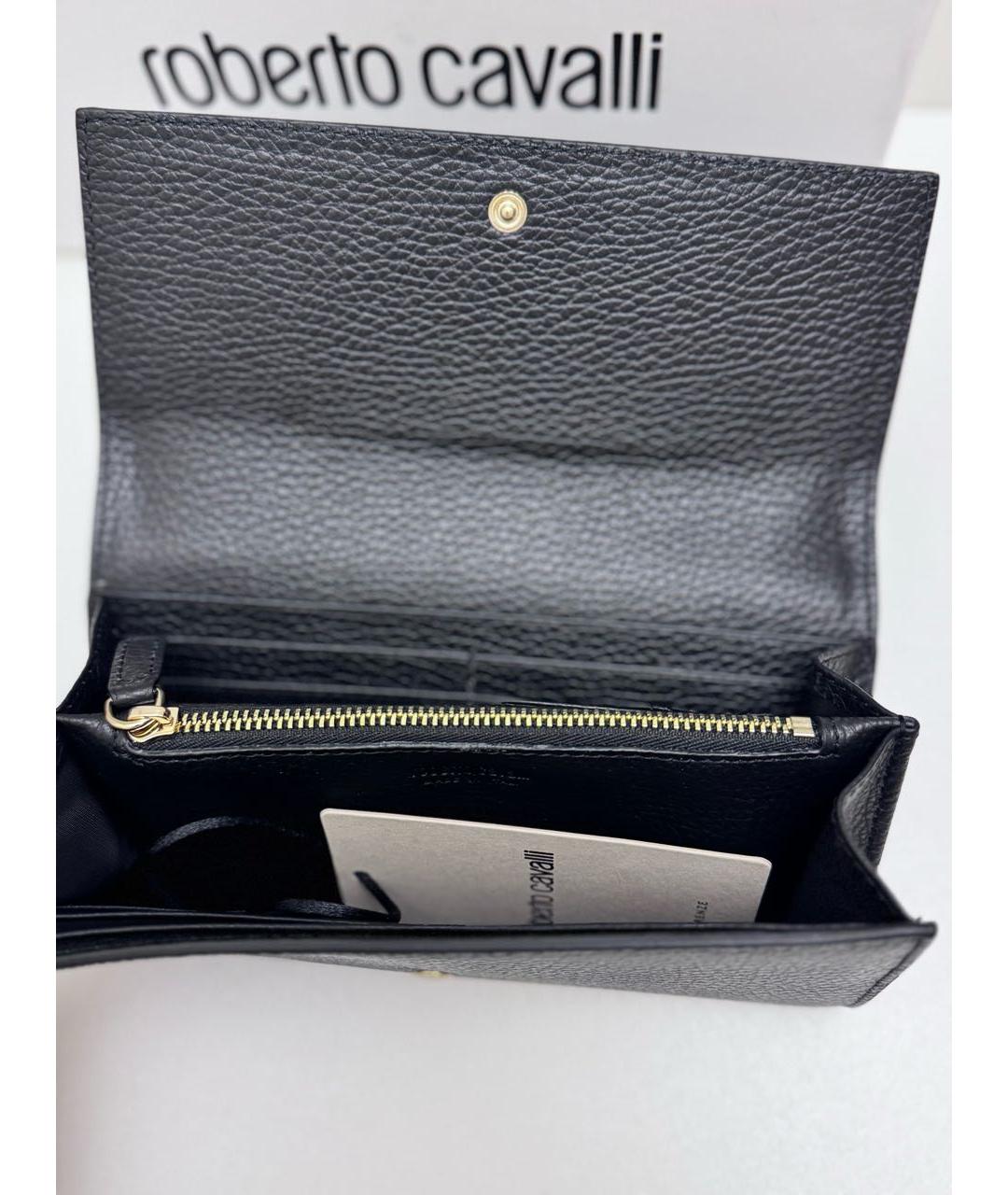 ROBERTO CAVALLI Черный кожаный кошелек, фото 4
