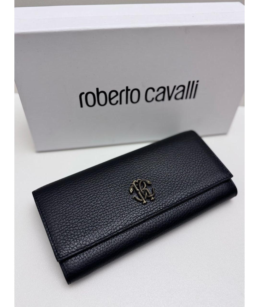 ROBERTO CAVALLI Черный кожаный кошелек, фото 2