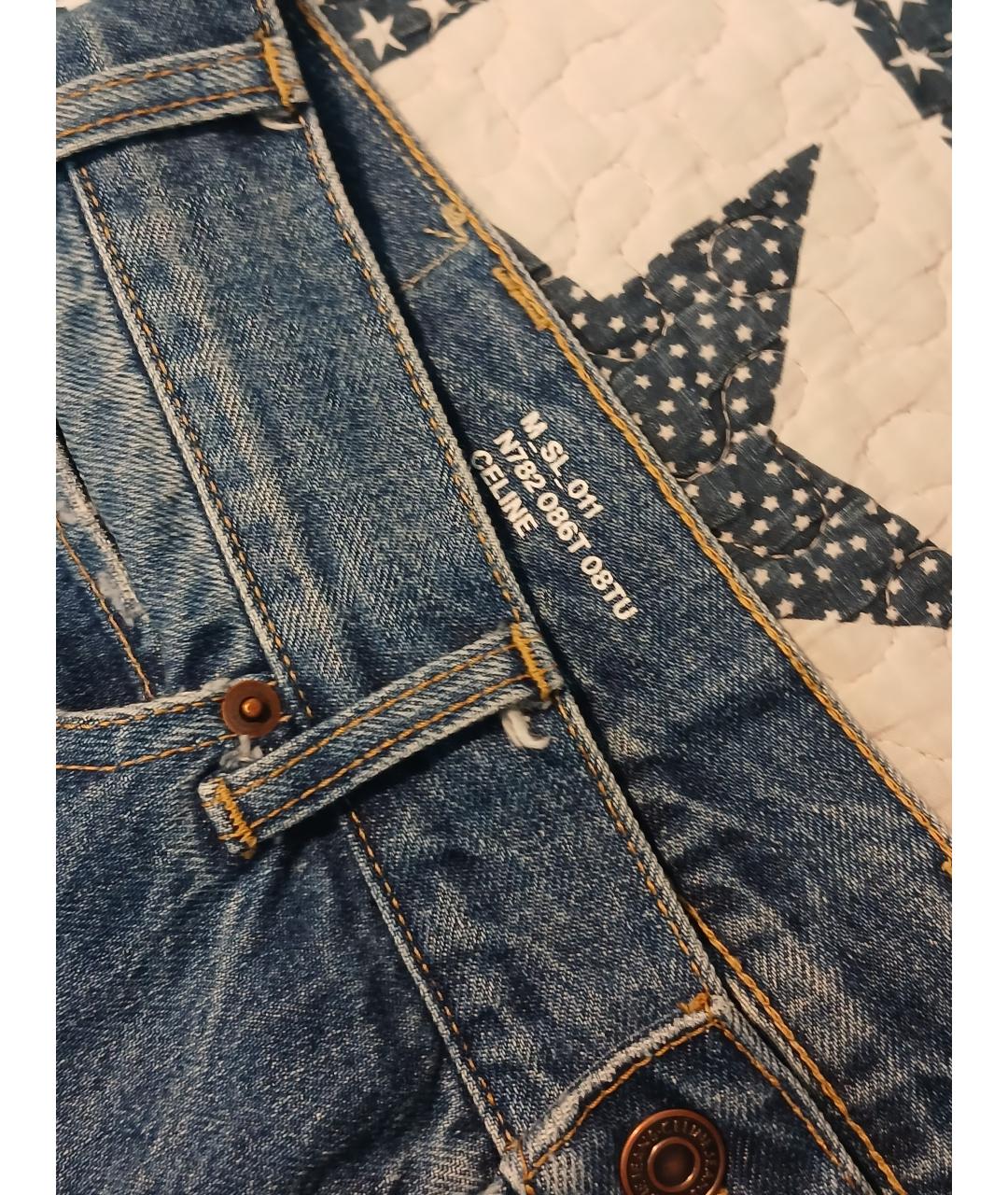 CELINE Синие хлопковые джинсы скинни, фото 3