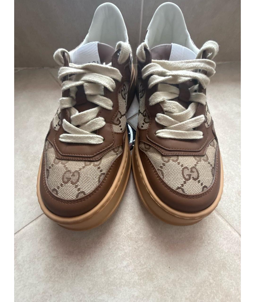 GUCCI Коричневые текстильные кеды, фото 2