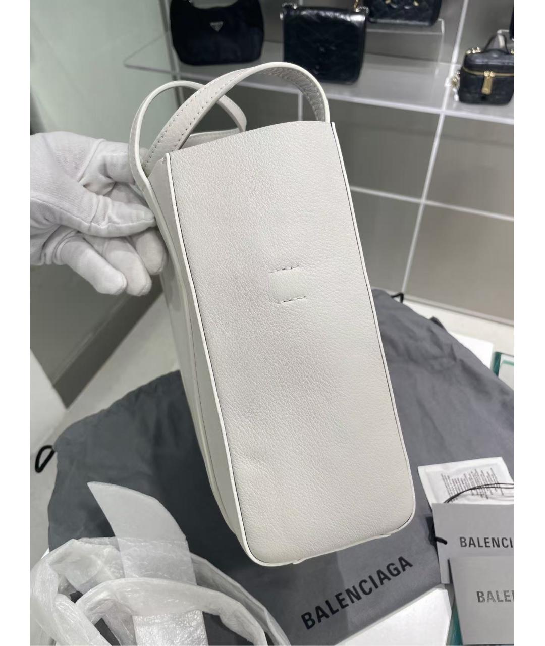 BALENCIAGA Белая кожаная сумка с короткими ручками, фото 4