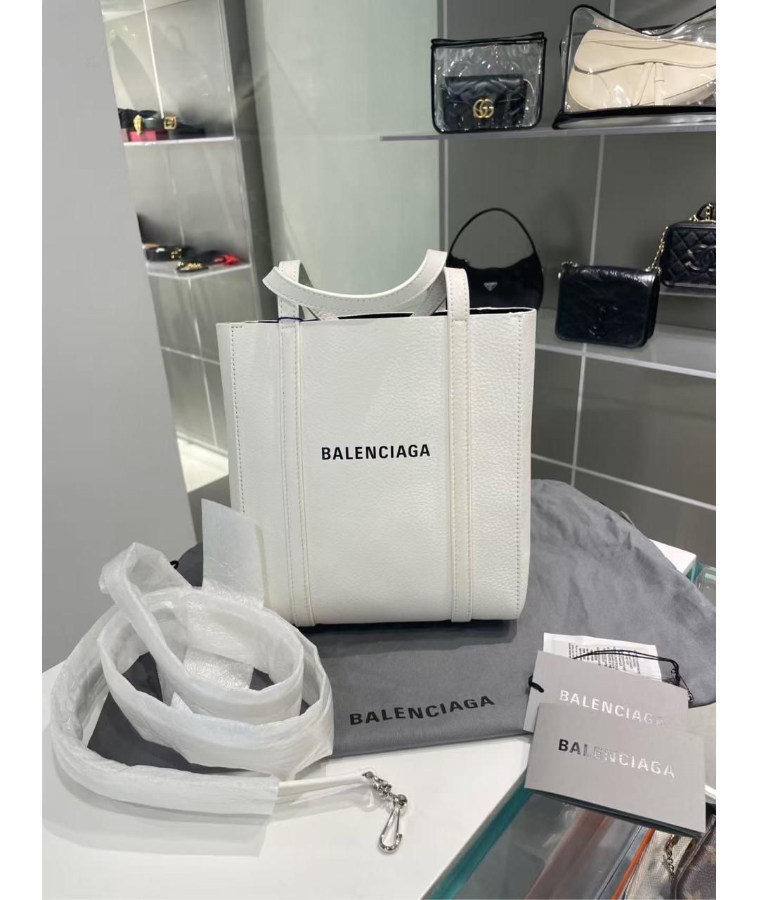 BALENCIAGA Белая кожаная сумка с короткими ручками, фото 7