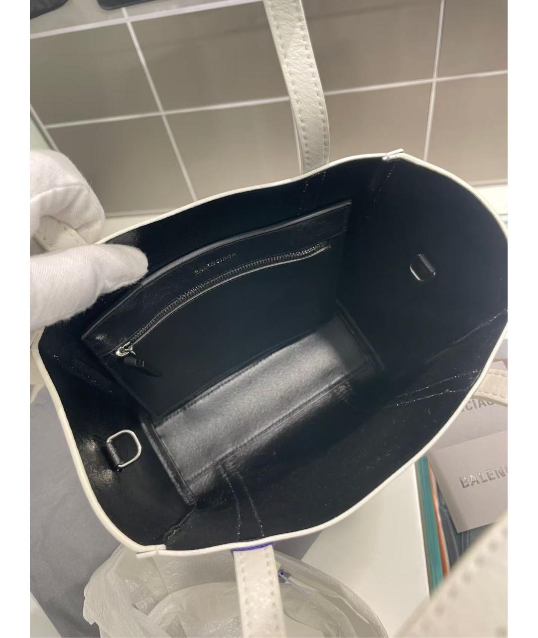 BALENCIAGA Белая кожаная сумка с короткими ручками, фото 6