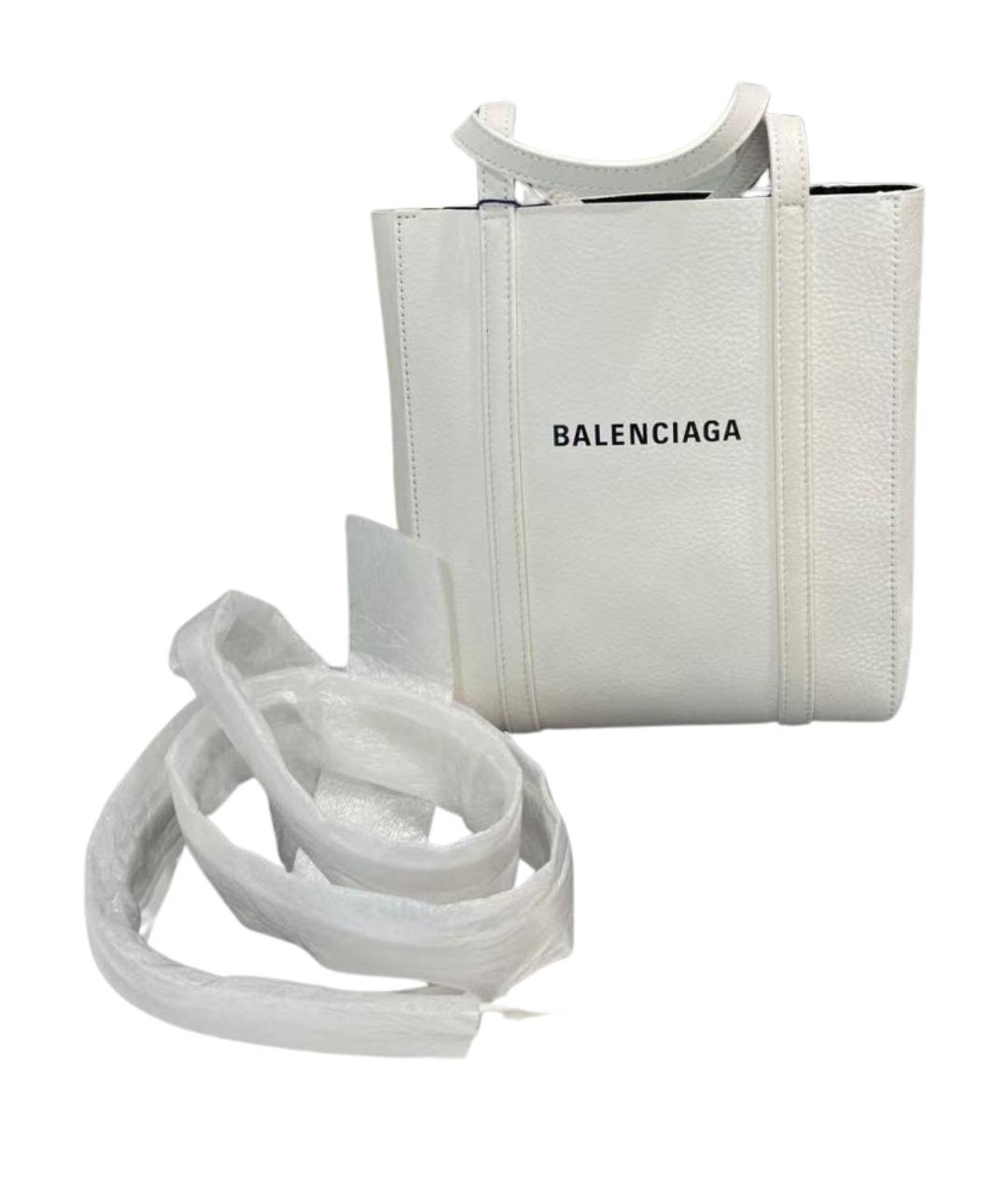 BALENCIAGA Белая кожаная сумка с короткими ручками, фото 1