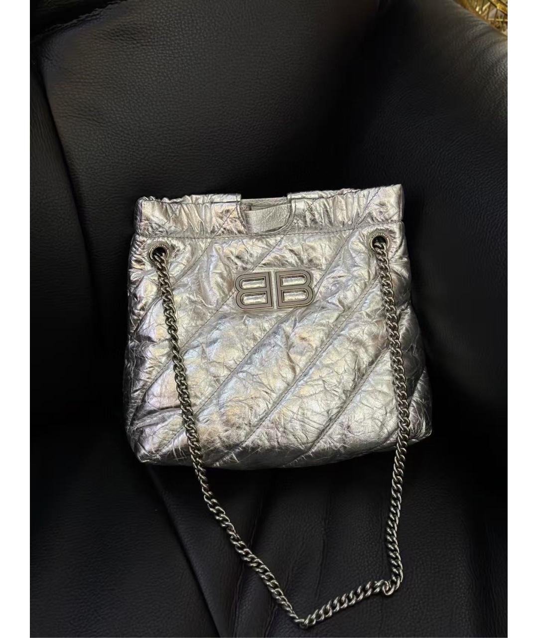 BALENCIAGA Серебряная кожаная сумка через плечо, фото 2
