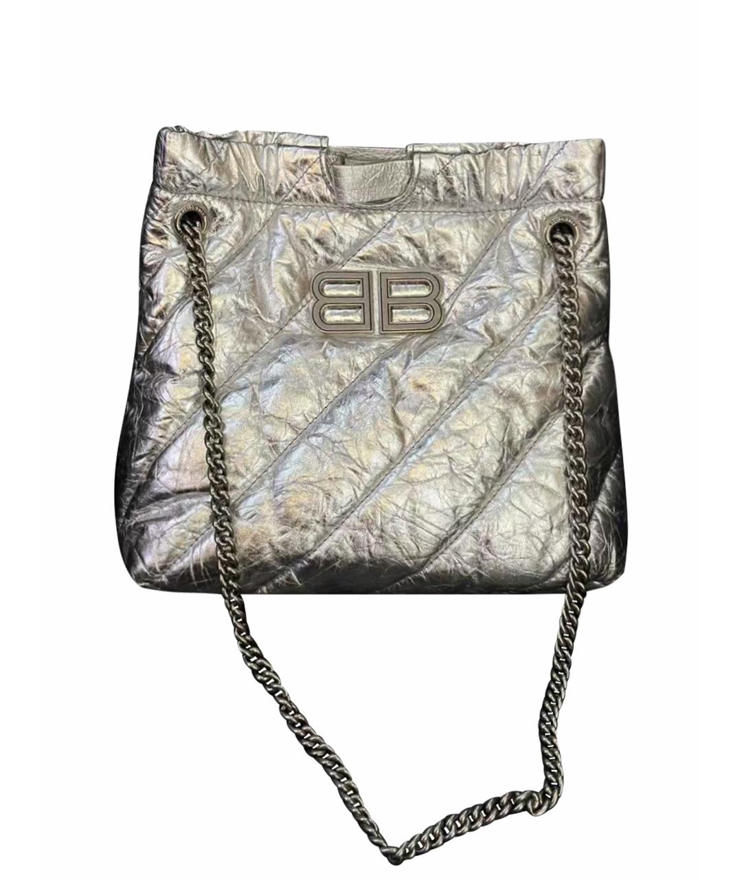 BALENCIAGA Серебряная кожаная сумка через плечо, фото 1