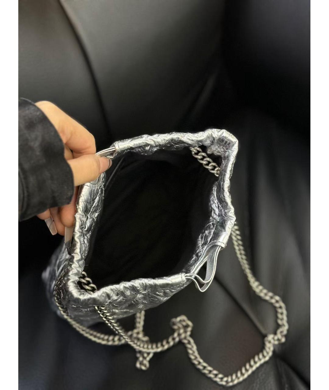 BALENCIAGA Серебряная кожаная сумка через плечо, фото 7