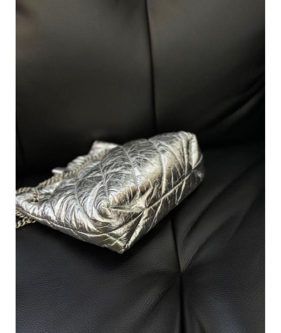 BALENCIAGA Серебряная кожаная сумка через плечо, фото 6