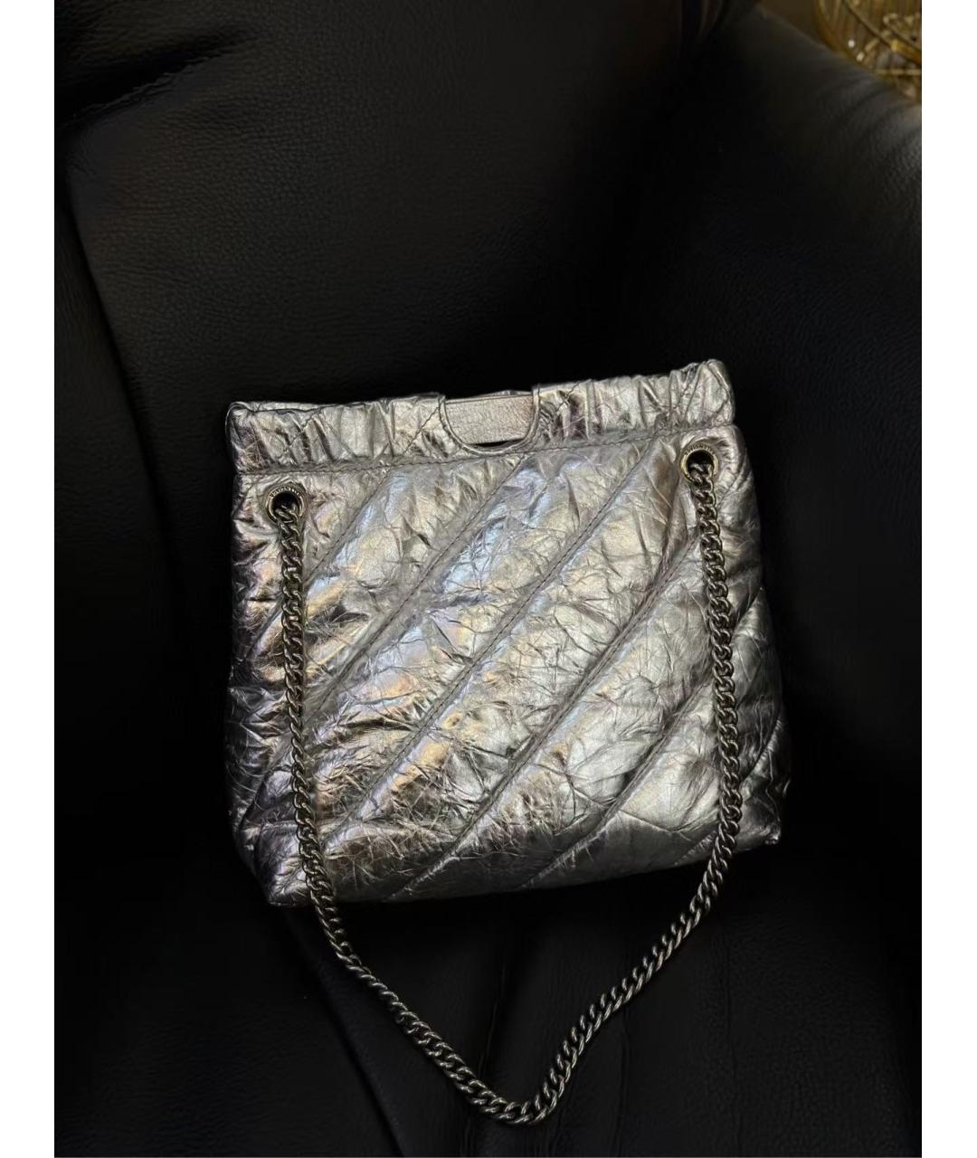 BALENCIAGA Серебряная кожаная сумка через плечо, фото 3