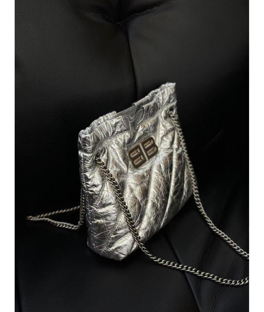 BALENCIAGA Серебряная кожаная сумка через плечо, фото 4