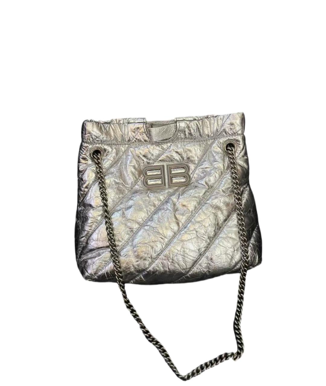 BALENCIAGA Серебряная кожаная сумка через плечо, фото 8