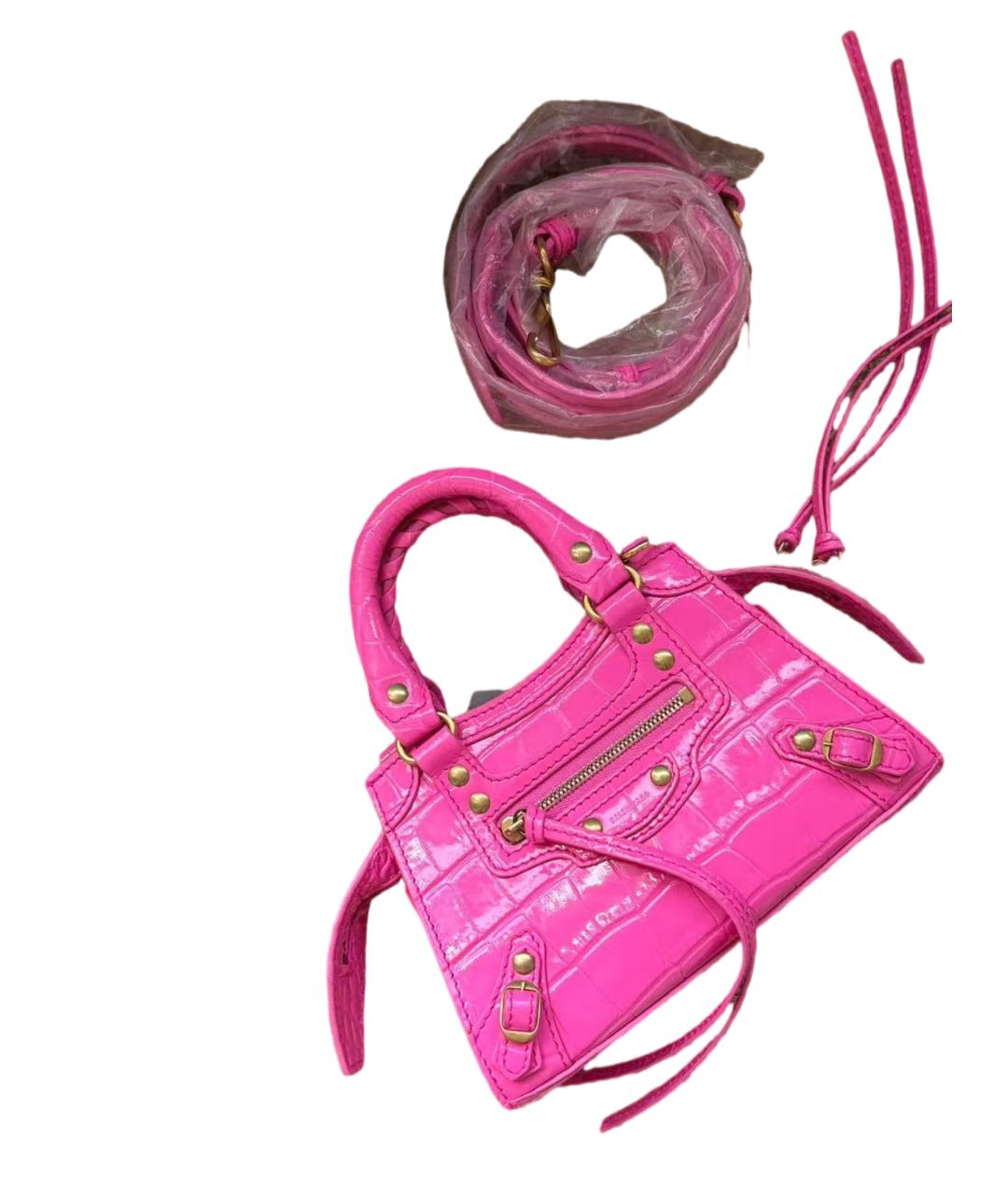 BALENCIAGA Розовая кожаная сумка с короткими ручками, фото 6