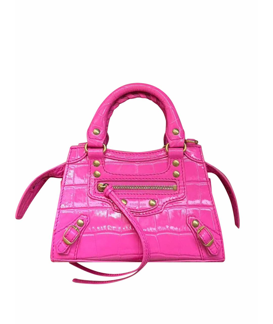 BALENCIAGA Розовая кожаная сумка с короткими ручками, фото 1