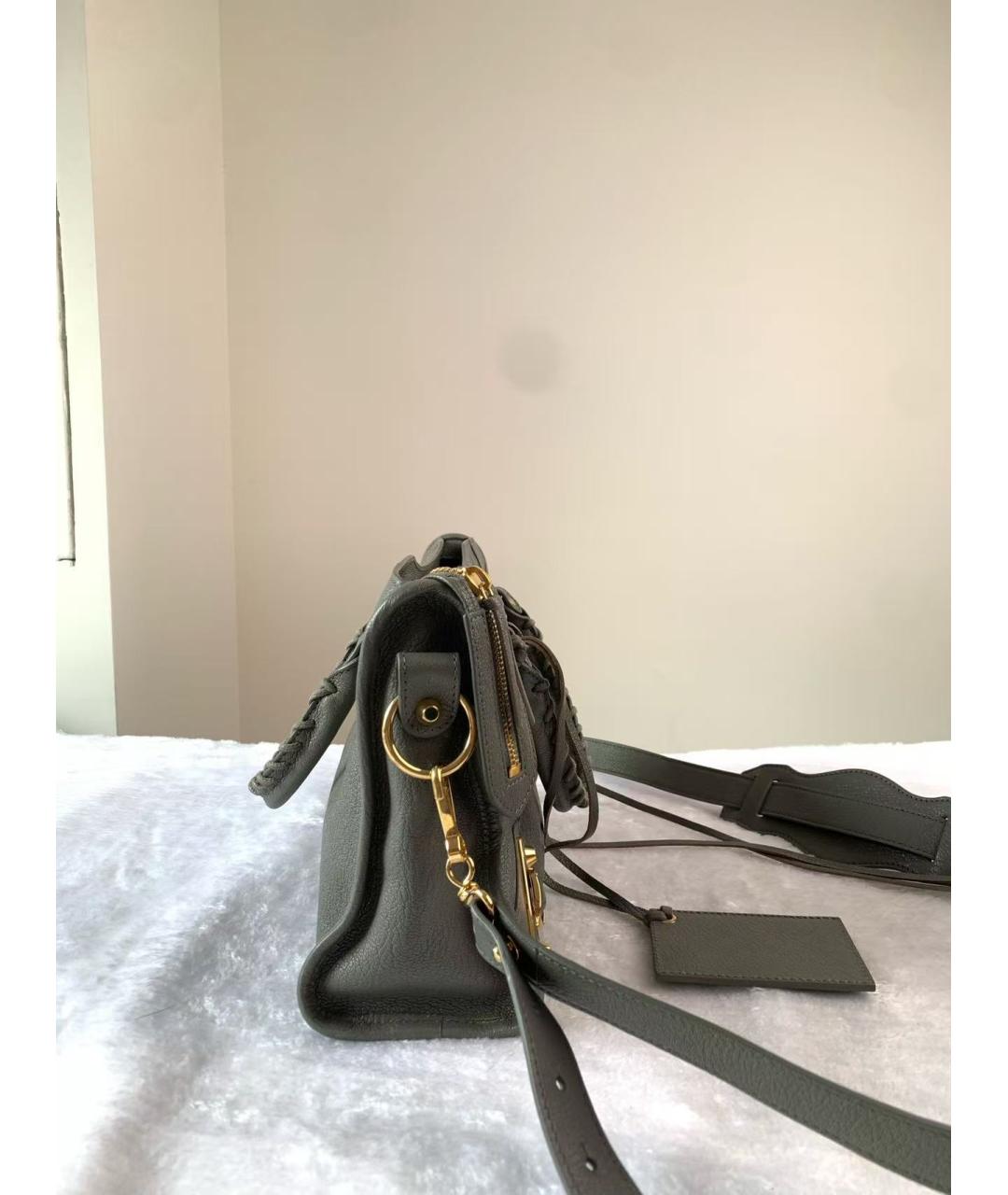 BALENCIAGA Серая кожаная сумка через плечо, фото 5