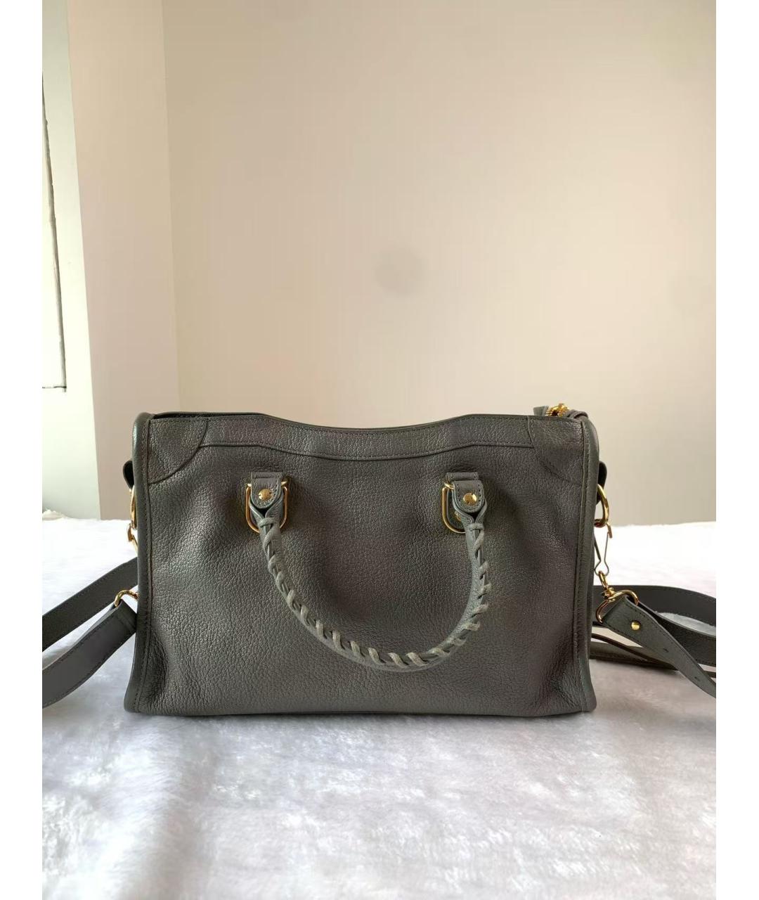 BALENCIAGA Серая кожаная сумка через плечо, фото 4