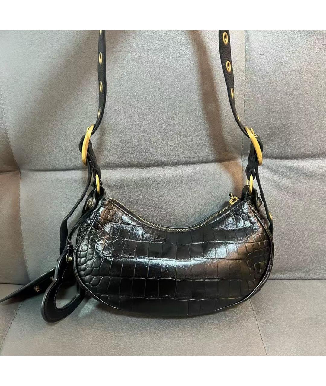 BALENCIAGA Черная кожаная сумка через плечо, фото 2