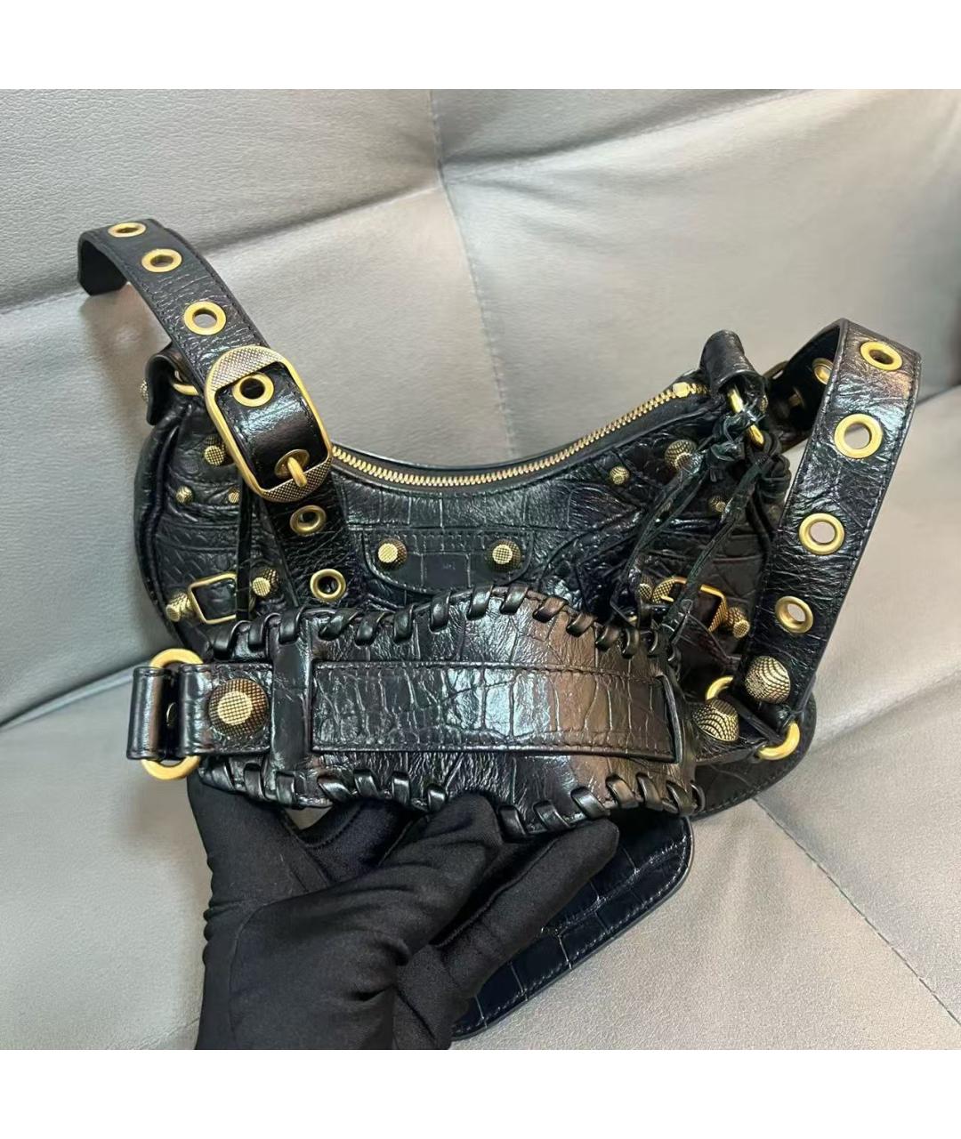 BALENCIAGA Черная кожаная сумка через плечо, фото 3