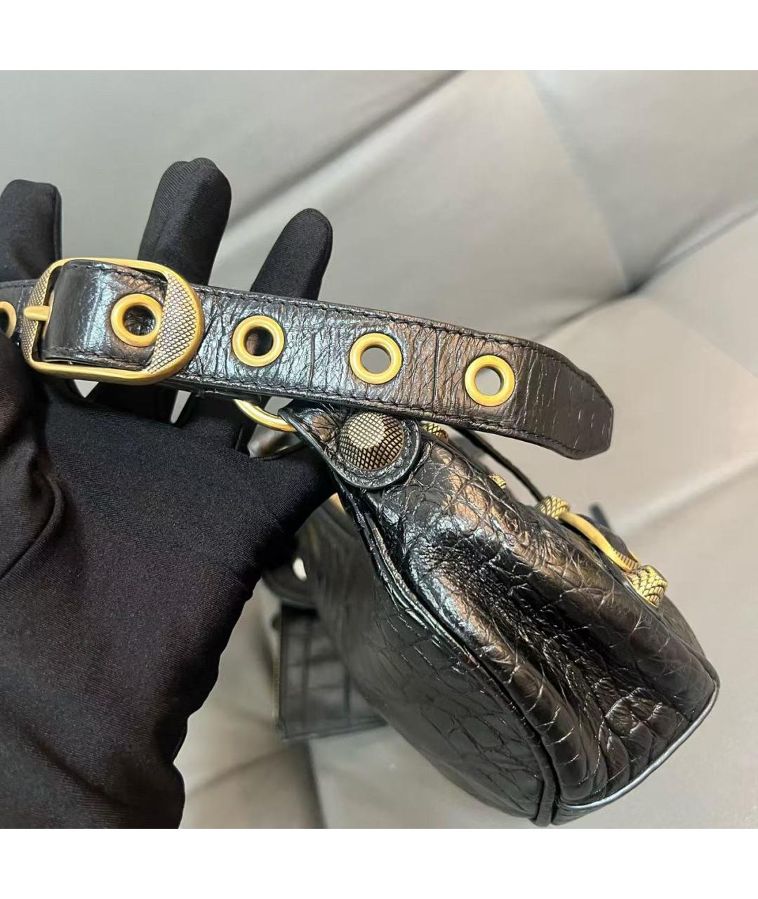 BALENCIAGA Черная кожаная сумка через плечо, фото 4
