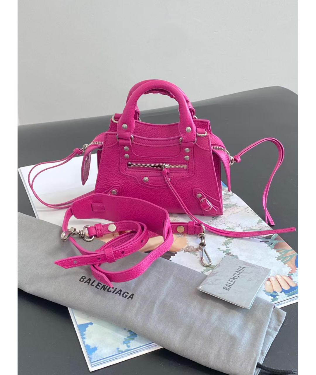 BALENCIAGA Розовая кожаная сумка через плечо, фото 7