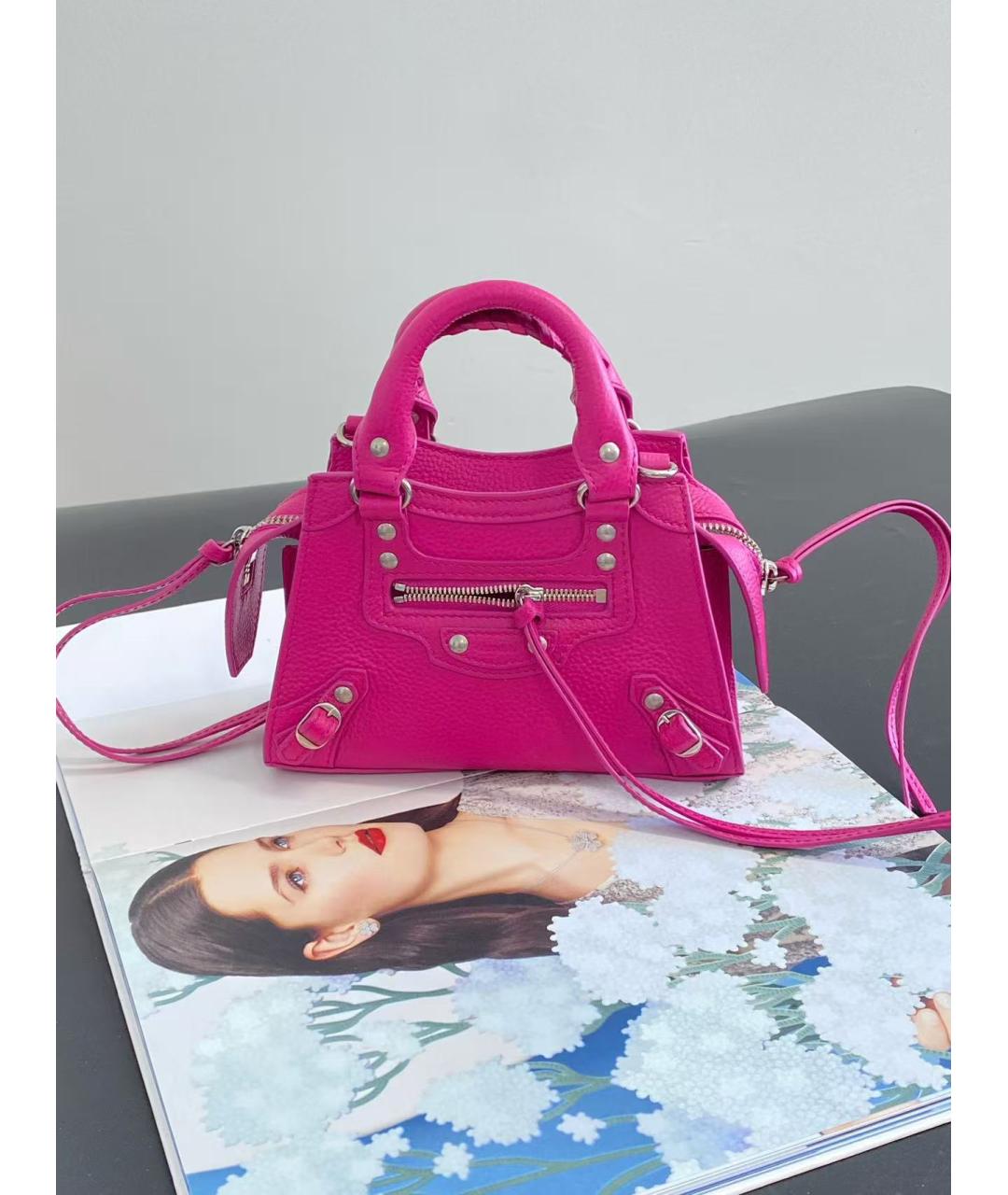 BALENCIAGA Розовая кожаная сумка через плечо, фото 2