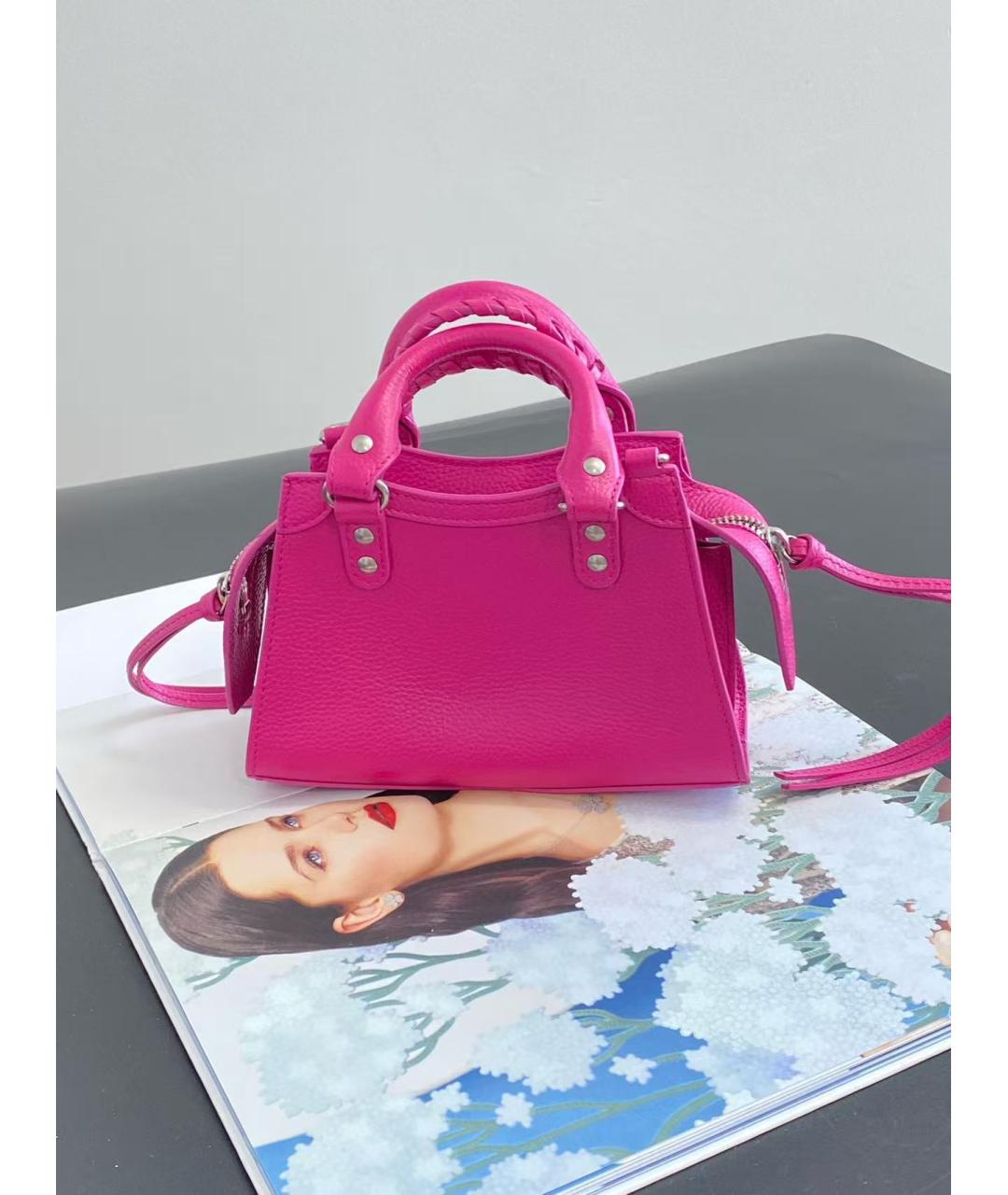 BALENCIAGA Розовая кожаная сумка через плечо, фото 3