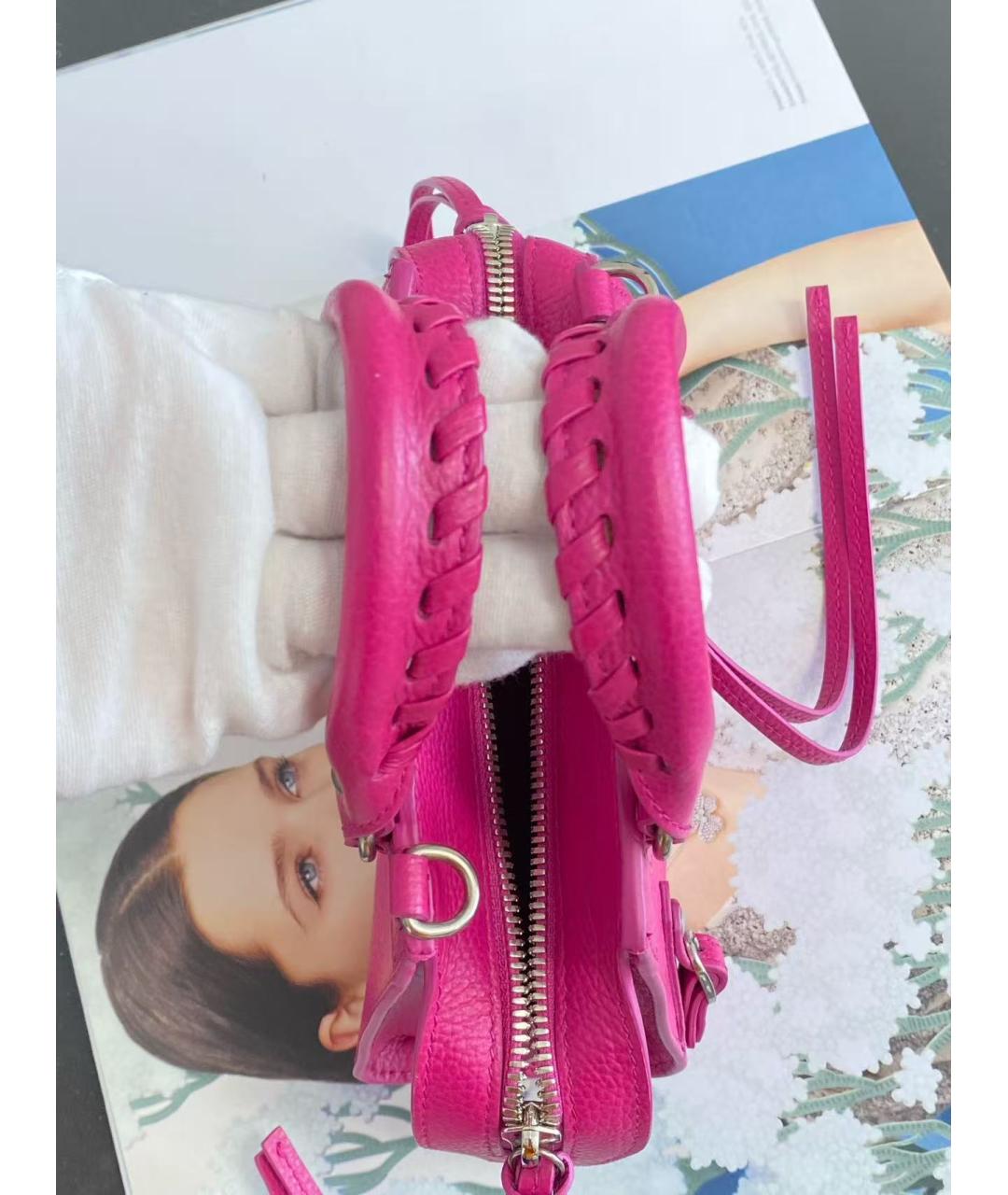 BALENCIAGA Розовая кожаная сумка через плечо, фото 6