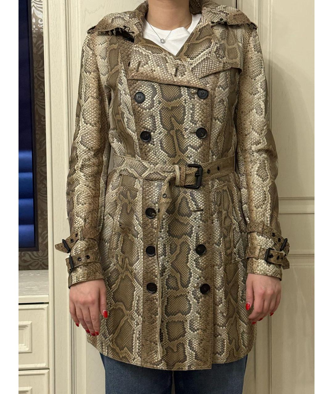 BURBERRY Бежевый тренч/плащ из экзотической кожи, фото 9