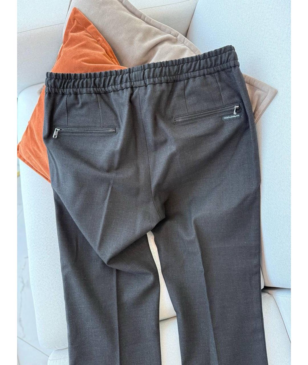 DOLCE&GABBANA Серые шерстяные повседневные брюки, фото 4
