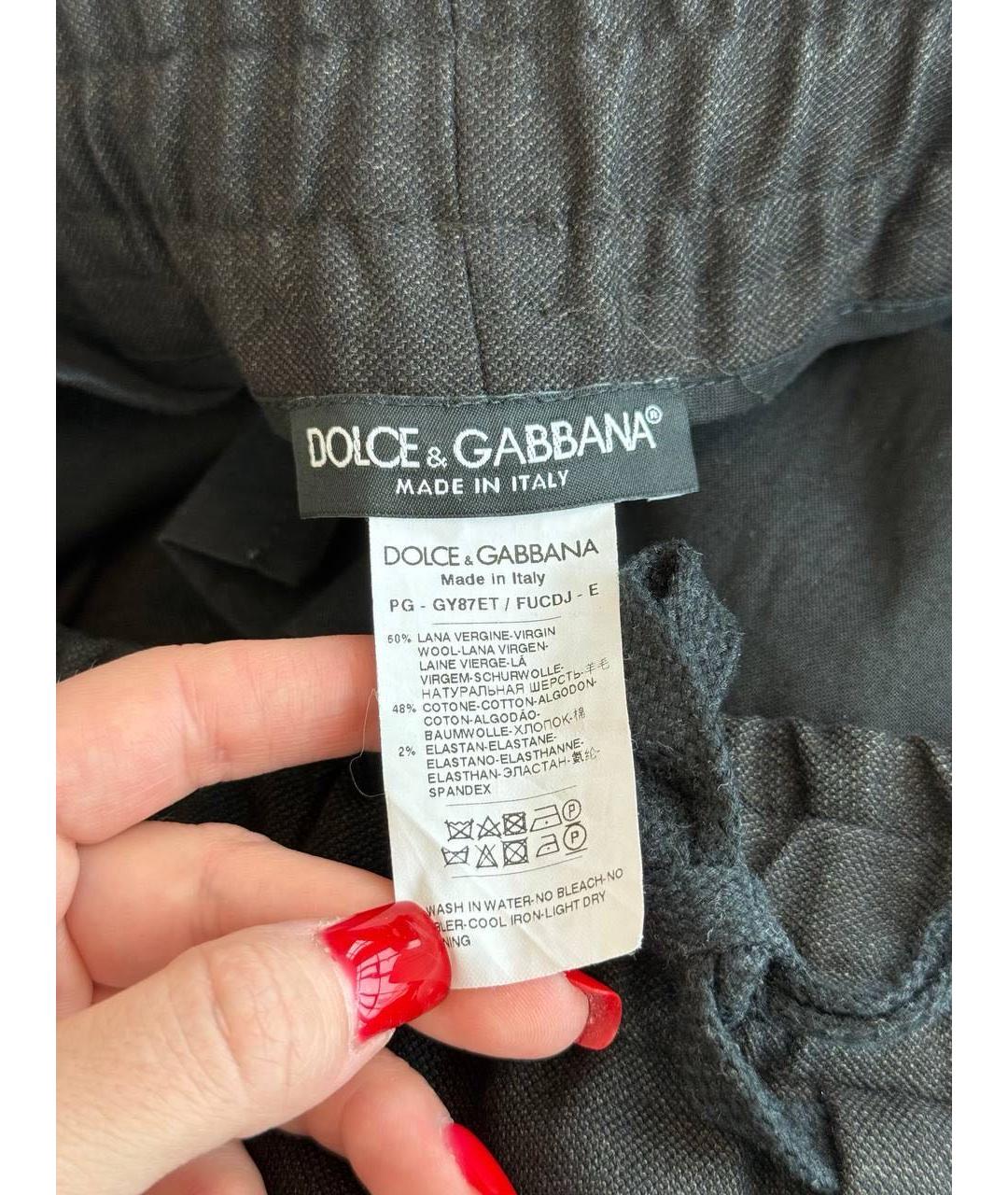 DOLCE&GABBANA Серые шерстяные повседневные брюки, фото 3