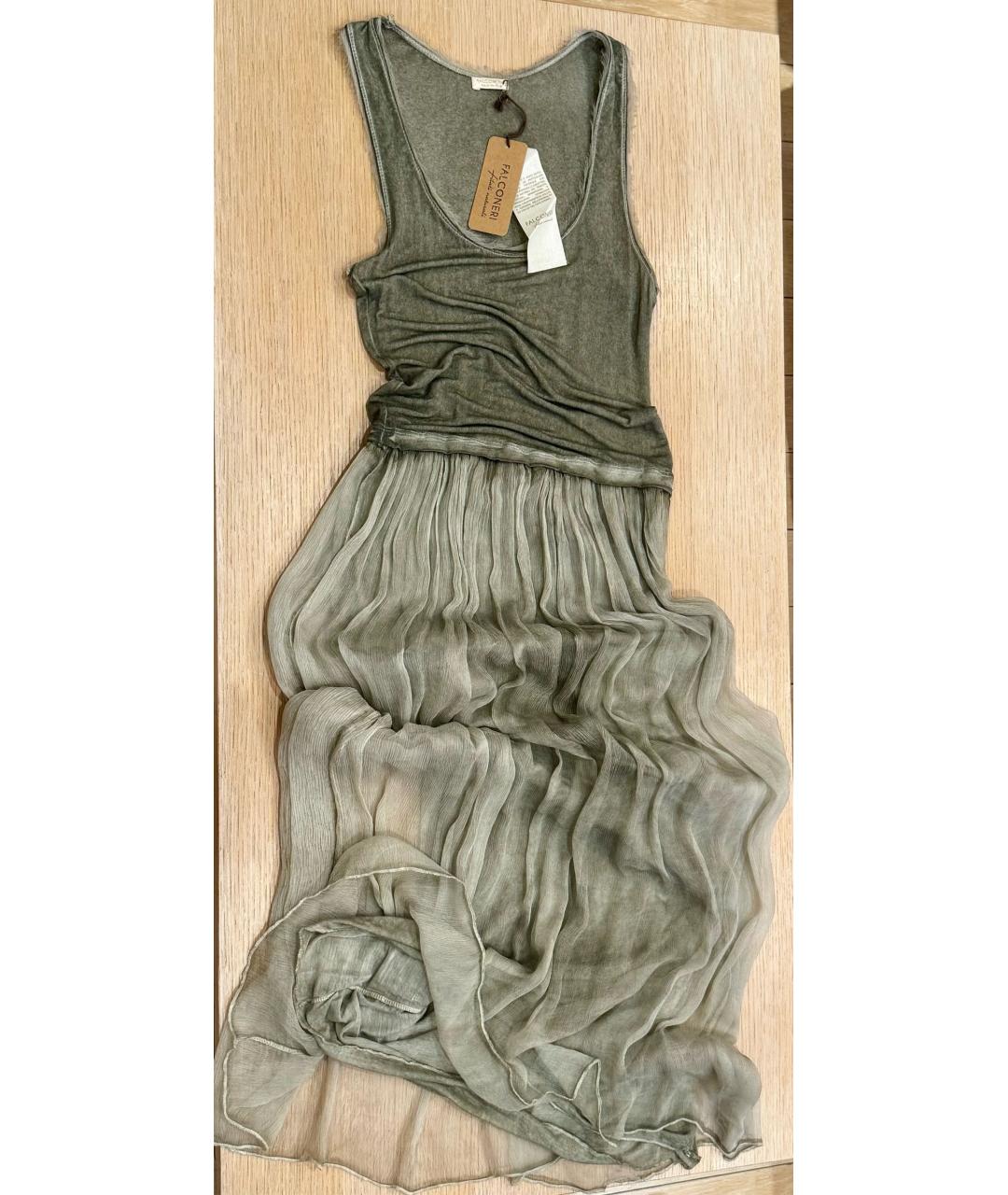 FALCONERI Хаки шелковое повседневное платье, фото 4