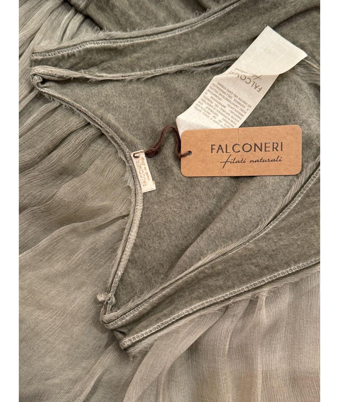 FALCONERI Хаки шелковое повседневное платье, фото 3