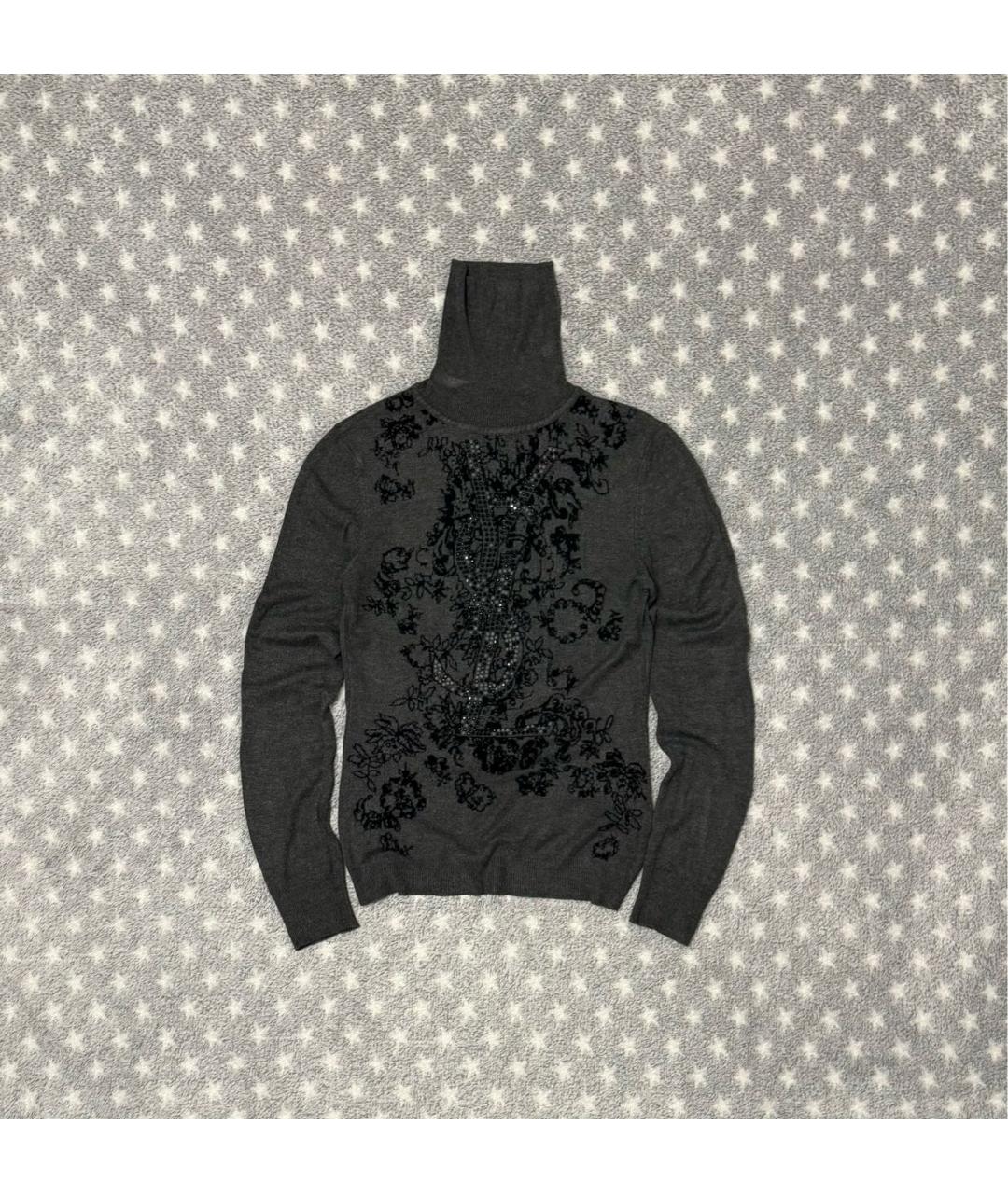 SAINT LAURENT Антрацитовая хлопковая водолазка, фото 2