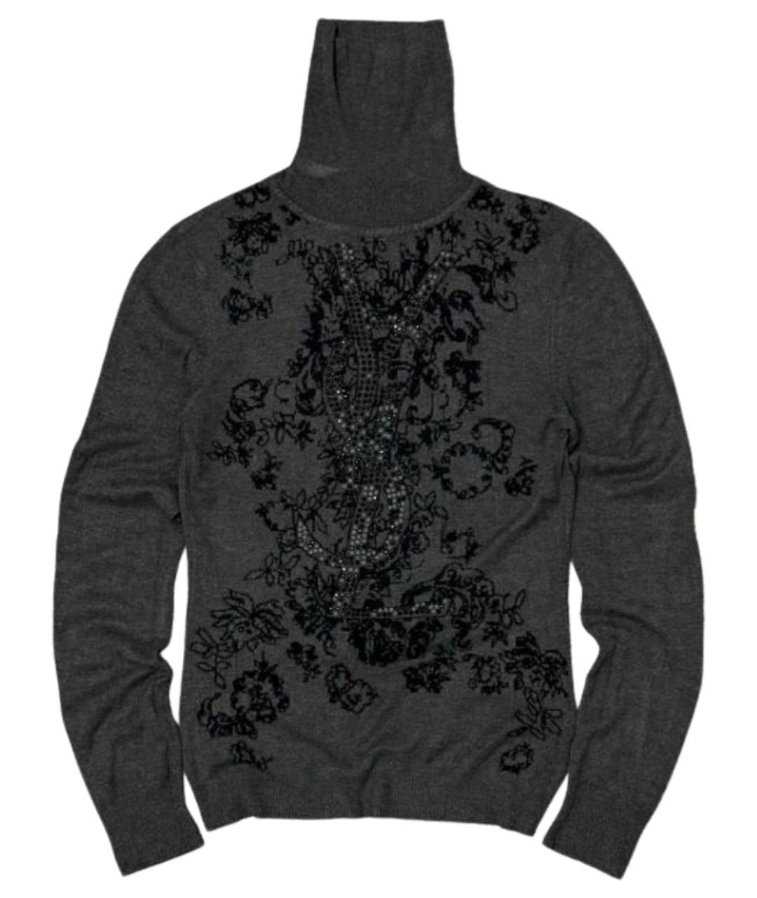 SAINT LAURENT Антрацитовая хлопковая водолазка, фото 1